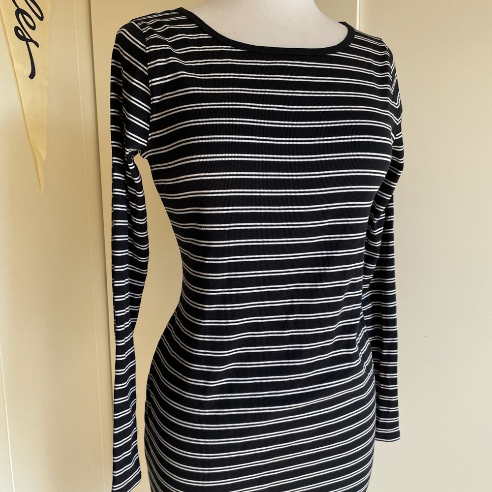 M NWT target wildfable black white stripe stretch mini bodycon wiggle dress goth
